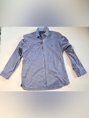 Ralph Lauren Light Blue and White Checked Button-Down Shirt